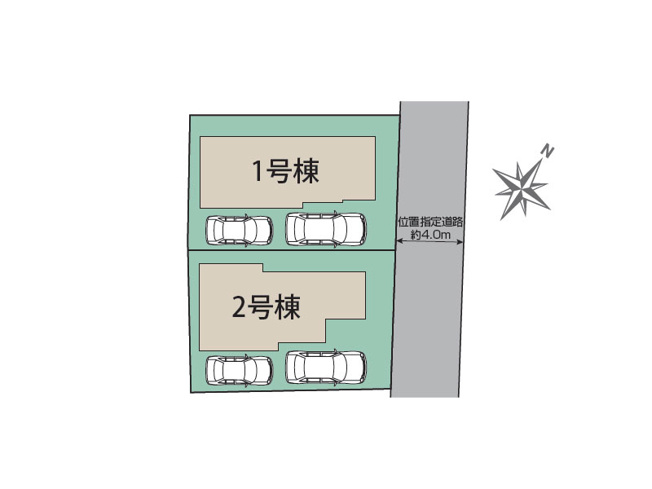 【区画図】 | 東久留米市浅間町3丁目　新築一戸建住宅　全2棟　(保谷店) | 2号棟/西武池袋線「ひばりが丘」駅徒歩8分の好立地！お車2台駐車可が可能です(車種によります)。※図面を基に作成しています。現況と異なる場合は現況を優先いたします。