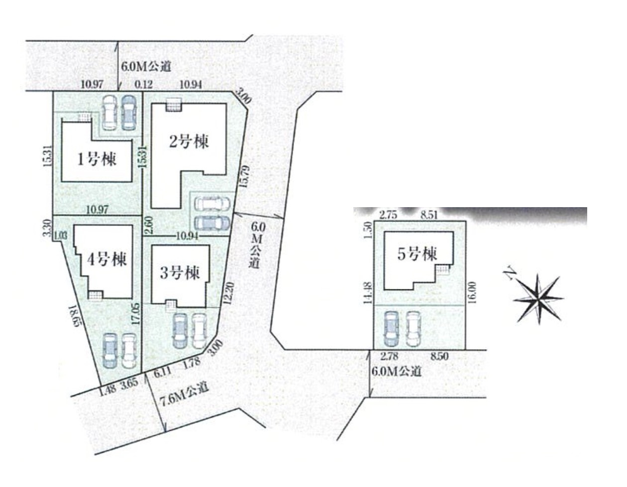【新築住宅】坂戸市にっさい花みず木 11期 全5棟の区画図