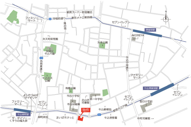 パークスフィア牛込神楽坂の地図