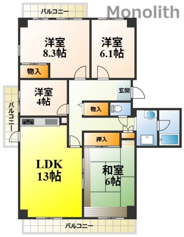光明池駅前２号棟の間取り