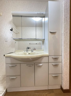 【洗面所】 | 川西市大和東５丁目　中古戸建 | 収納がたっぷりの洗面台