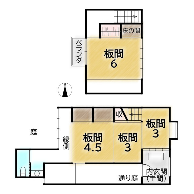 紫竹上竹殿町 京町家の間取り