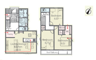 さいたま市北区吉野町　第1期　新築一戸建て　リナージュ　01の間取り|さいたま市北区吉野町　第1期　新築一戸建て　リナージュ　01、3LDK、土地面積100.79m2、建物面積95.64m2