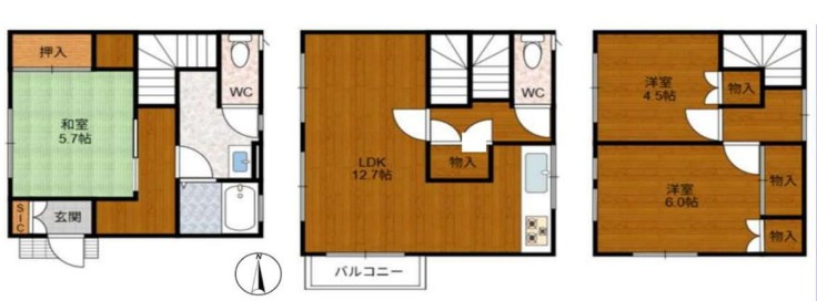 令和6年5月室内リフォーム済み・南向きバルコニー　藤江の間取り