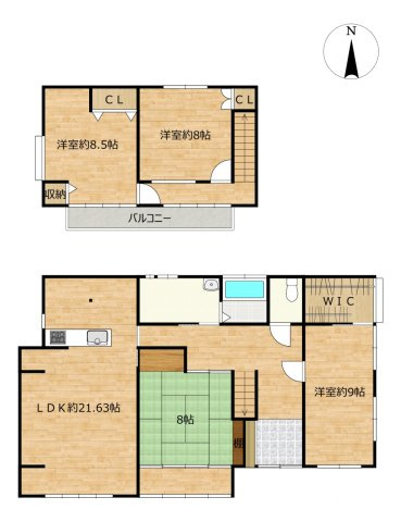 北佐久郡立科町塩沢　中古住宅の間取り|親戚やお友達など大人数が集まる時も困りません。南面バルコニー付きなので、お布団干しも楽々です。