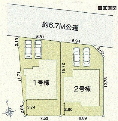 あきる野市伊奈　新築戸建全2棟の区画図