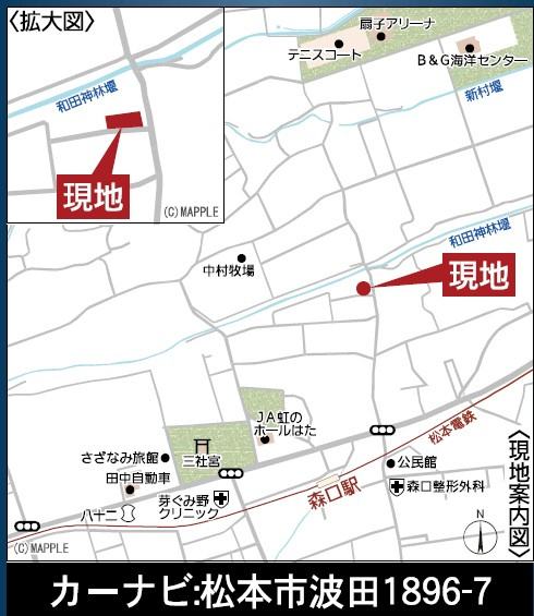松本市波田　新築戸建の地図|アルピコ交通上高地線「森口」駅まで徒歩約6分