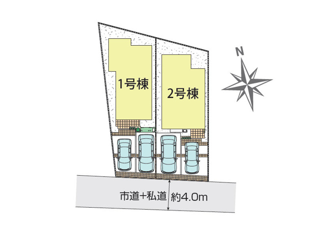【区画図】 | 西東京市住吉町4丁目　新築一戸建住宅　全2棟　(保谷店) | 1号棟/お車2台並列駐車でき、セカンドカーをお持ちの方も便利(車種によります)。※図面を基に作成しています。現況と異なる場合は現況を優先いたします。