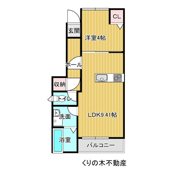 【間取り】 | ルミウス延喜A棟 | 1LDKのお部屋です