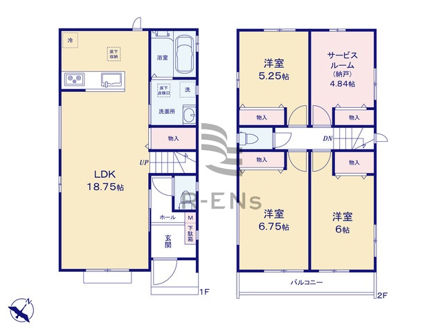 【間取り】 | 練馬区大泉町２丁目　新築戸建て　A号棟 | 広々LDKは素敵なご家族団らんの時間を過ごせます