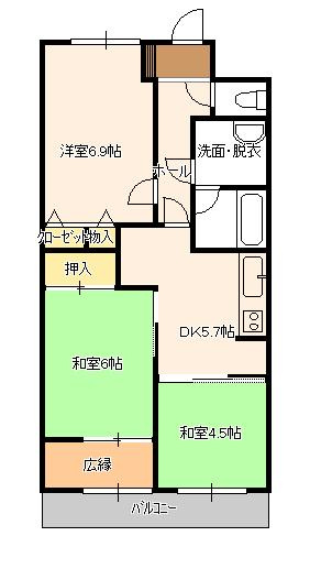 【間取り】 | ダイアパレス大川前
