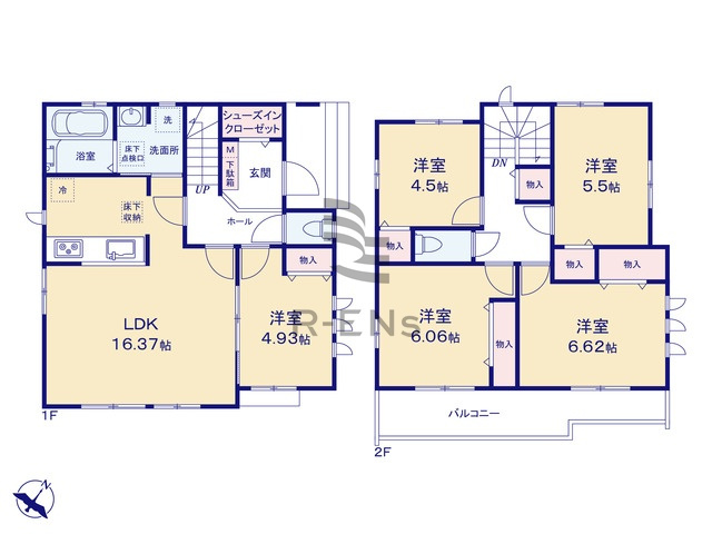 【間取り】 | 練馬区大泉町２丁目　新築戸建て　G号棟 | 広々LDKは素敵なご家族団らんの時間を過ごせます