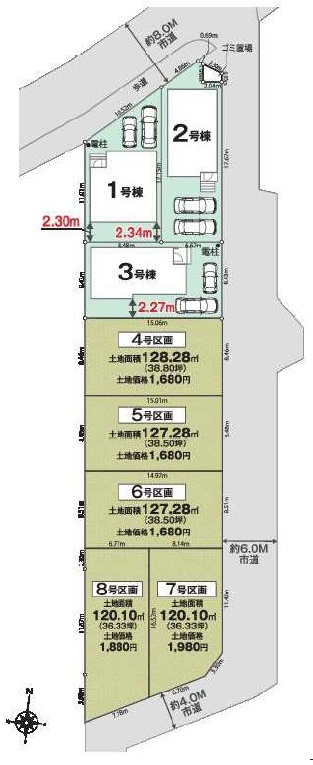 飯能市大字双柳の新築一戸建の区画図