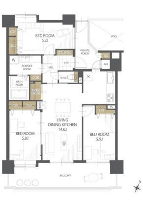 クレアガーデン高須A棟の間取り