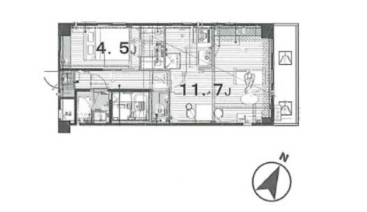 リフィオ三軒茶屋　ネット0　宅配BOX　カウンターキッチンの間取り