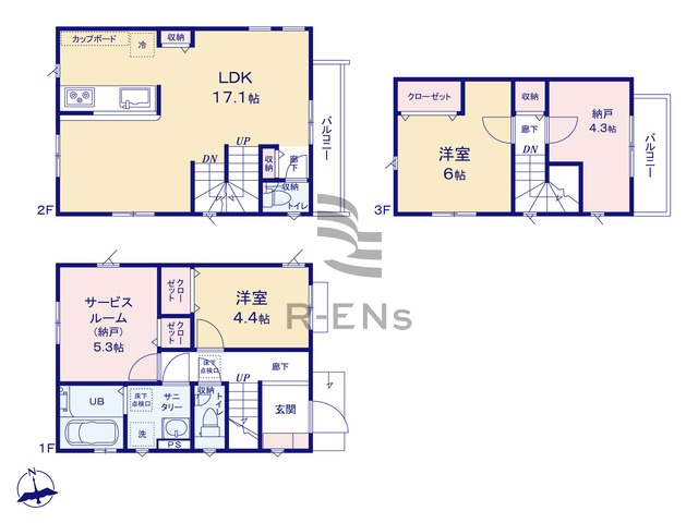 【間取り】 | 練馬区大泉町４丁目　新築戸建て　４号棟 | 2階ワンフロアLDKはゆったり家族時間を過ごせる特別空間