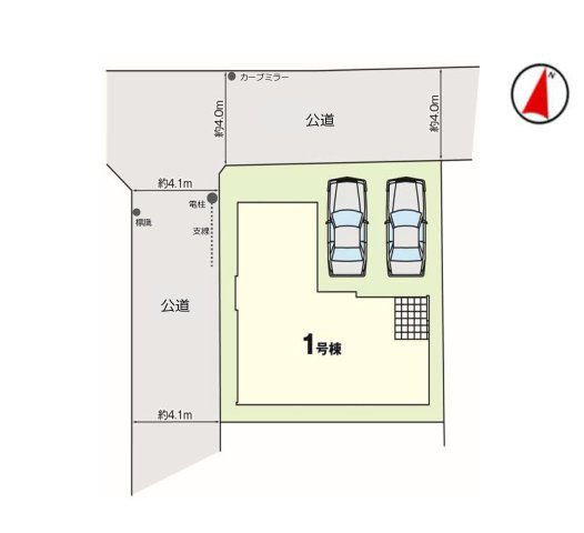 熊本市中央区帯山3丁目第2-1棟(1号棟)の区画図|配置図（1号棟）