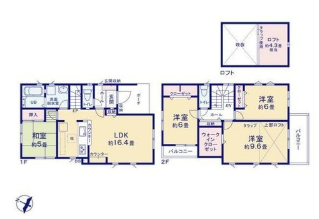 【中古】鶴ヶ島市南町中古住宅の間取り