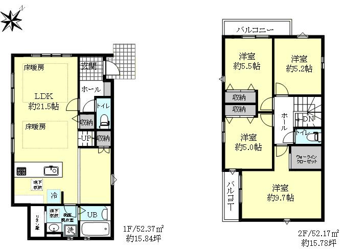 神戸市西区竹の台5丁目新築戸建2号棟の間取り