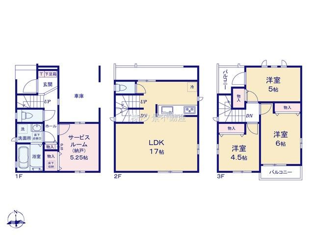 《仲介手数料無料》北区盆栽町535-2新築一戸建てハートフルタウンの間取り