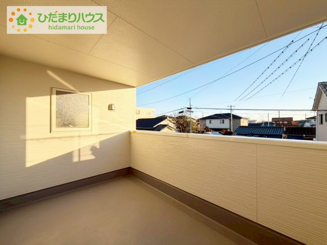 小名浜大原1期　新築戸建　1号棟のバルコニー|雨の日でも安心なインナーバルコニーなら、外出時もお洗濯物が濡れる心配をしなくてすみますね♪