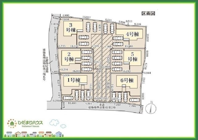 小名浜大原1期　新築戸建　4号棟の区画図|カースペース4台ＯＫ！来客用にもスペースを確保できて安心ですね(^^)/