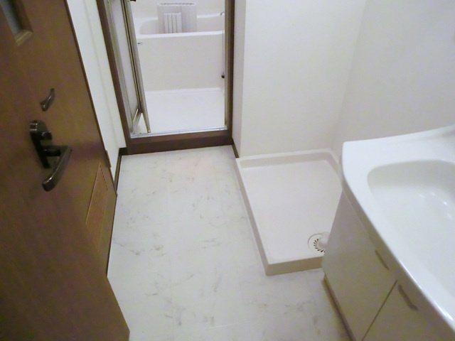 ロジュマン松本の洗面所|広々脱衣スペースです。