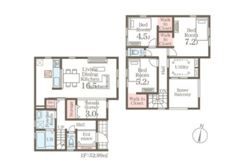 【間取り】 | 新築　新発田市豊町第6 1号 | 3LDK＋3WIC＋畳コーナー3帖の間取りです、駐車スペース3台可！