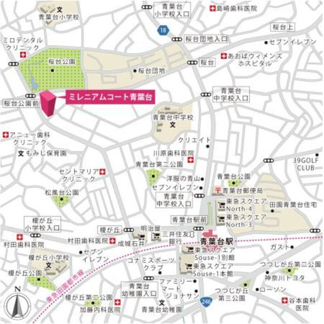 ミレニアムコート青葉台の地図