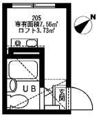 ワンルーム　　ロフト付き