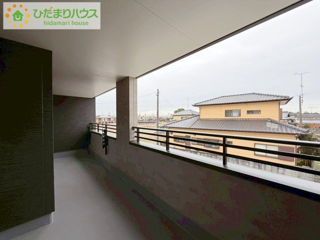 いわき市泉町下川3期　新築戸建　5号棟のバルコニー|広々としたバルコニー。お洗濯物もぜーんぶ干せちゃいます！！