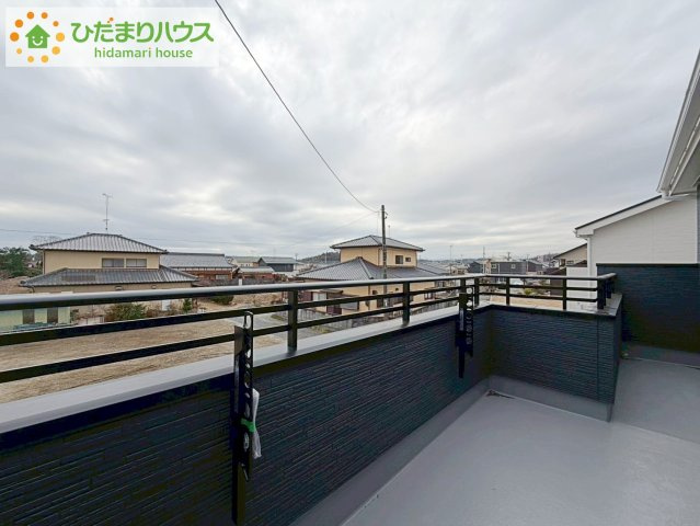 いわき市泉町下川3期　新築戸建　3号棟のバルコニー|広々としたバルコニー。お洗濯物もぜーんぶ干せちゃいます！！