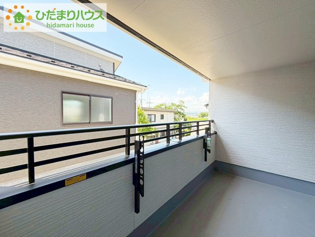 いわき市小名浜林城　新築戸建　1号棟のバルコニー|広いインナーバルコニーは、ランドリースペースだけでなく、椅子を置いて風にあたりながら読書なんていかがでしょうか(^^♪