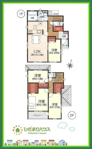 いわき市小名浜大原12期　新築戸建　１号棟の間取り|一人部屋が実現できる４LDK間取りです。将来お子様の一人部屋をお考えの方にオススメな物件です。