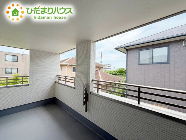 いわき市佐糠町東2期　新築戸建　2号棟のバルコニー|広々としたバルコニー。お洗濯物もぜーんぶ干せちゃいます！！