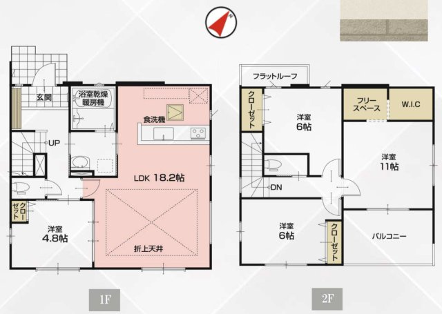 【間取り】 | LIGARE KIS 白岡市小久喜18期　新築戸建　全1棟　1号棟