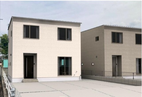 丸亀市　津森町⑧　太陽光つきオール電化住宅の外観パース