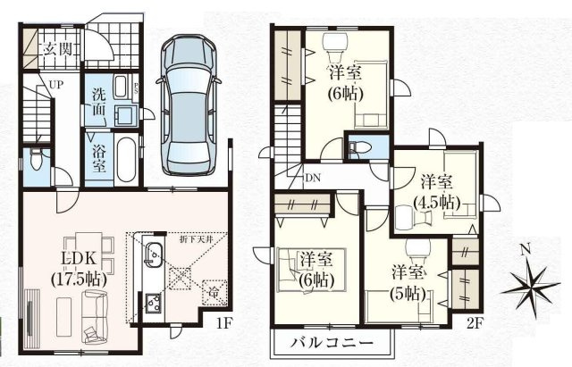 小平市天神町１丁目 西武新宿線 小平駅 新築戸建の間取り
