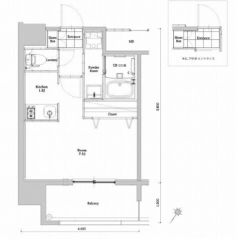 新品家具付きマンション築港本町8(KaGood福岡)の間取り|*間取りと異なる場合は現状を優先します。