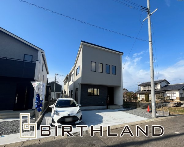 新築戸建・新築建売　福島市下鳥渡新町　鳥川小・信夫中の外観|〈4号棟〉完成済み！内覧可能です♪　環境に優しく安心安全のオール電化住宅！