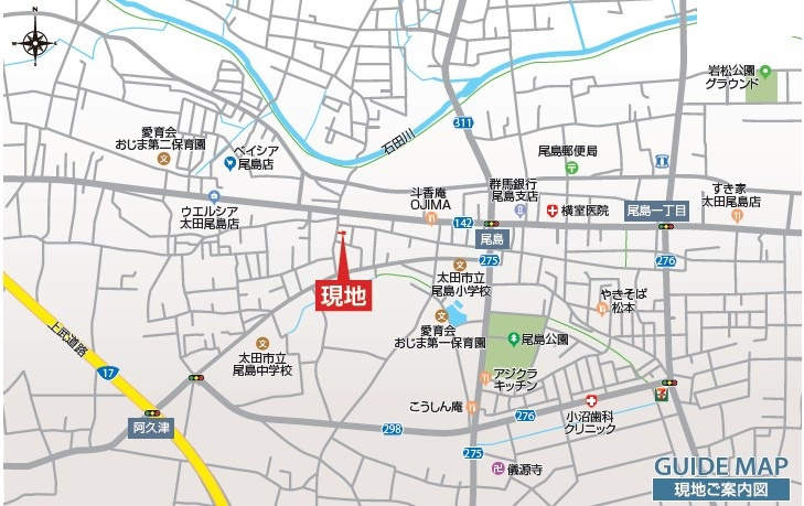 新築戸建・新築建売　太田市亀岡町　尾島小・尾島中の地図