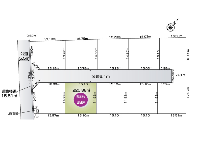 【みどり市笠懸町阿左美10区画9号地　区画図】