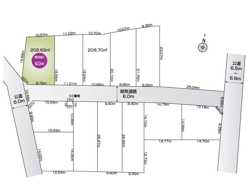 【伊勢崎市太田町12区画1号地　区画図】