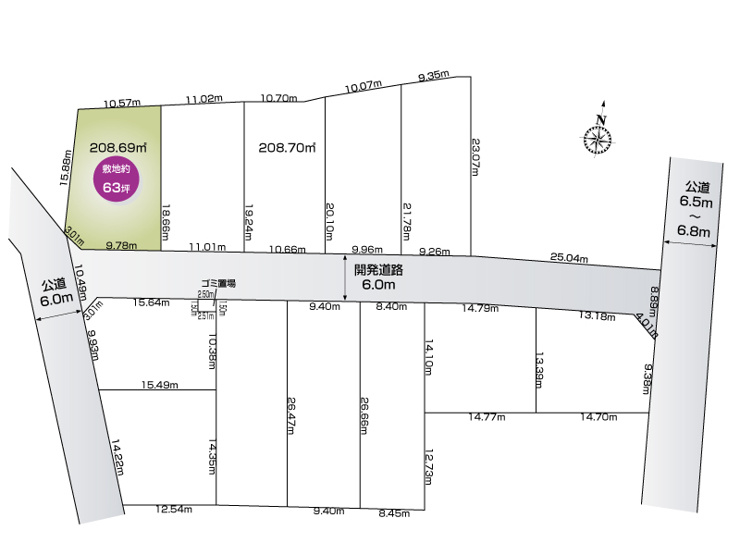 【伊勢崎市太田町12区画1号地　区画図】