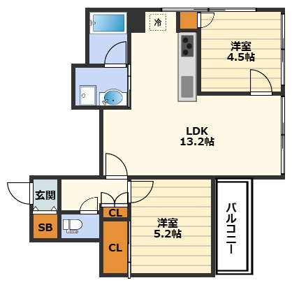 プラウドタワー梅田豊崎の間取り