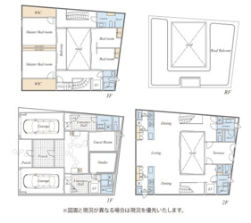 【間取り】 | 光が降り注ぐ中庭とスカイライトが特徴のデザイナーズ邸宅
2世帯住宅や賃貸併用住宅としても利用可能で、多様なライフスタイルに対応します