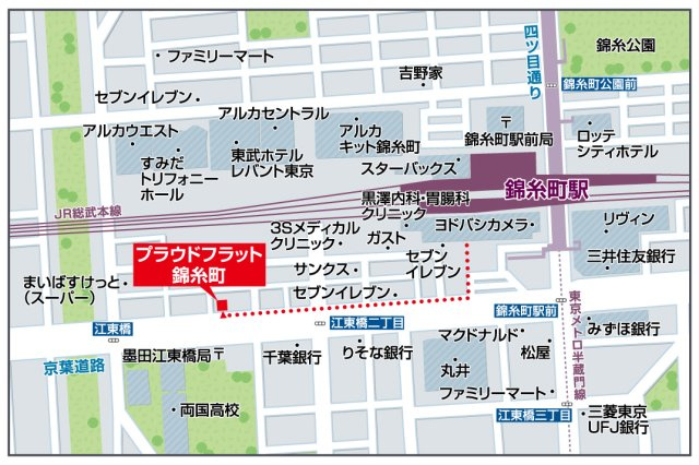 プラウドフラット錦糸町の地図