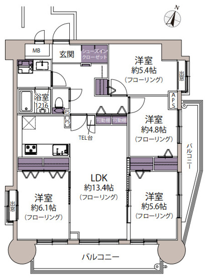 【間取り】 | エスポワール吉塚 | 3面採光で全部屋に窓があり、室内は明るく風通しも良好です。リフォーム済で気持良く新生活を始められます