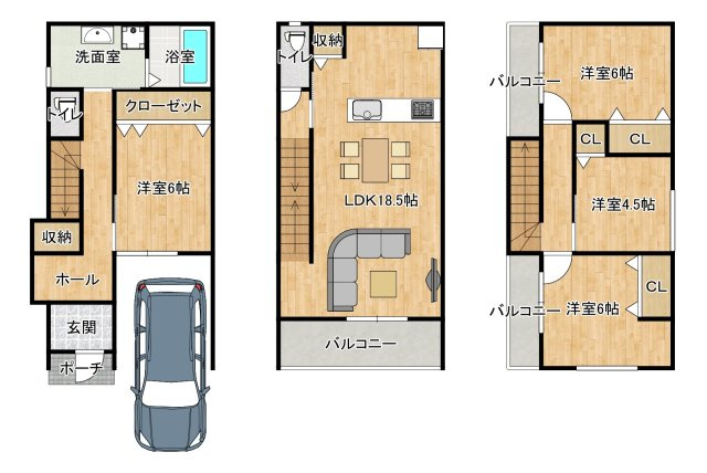 グラッド・タウン宝町の参考プラン|自由設計で建築できます