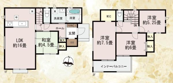 宮崎市恒久１０期　新築戸建の間取り|【間取り】
4LDK、敷地面積/133.69（40.44坪）ｍ2、建物面積/96.05（29.05坪）ｍ2